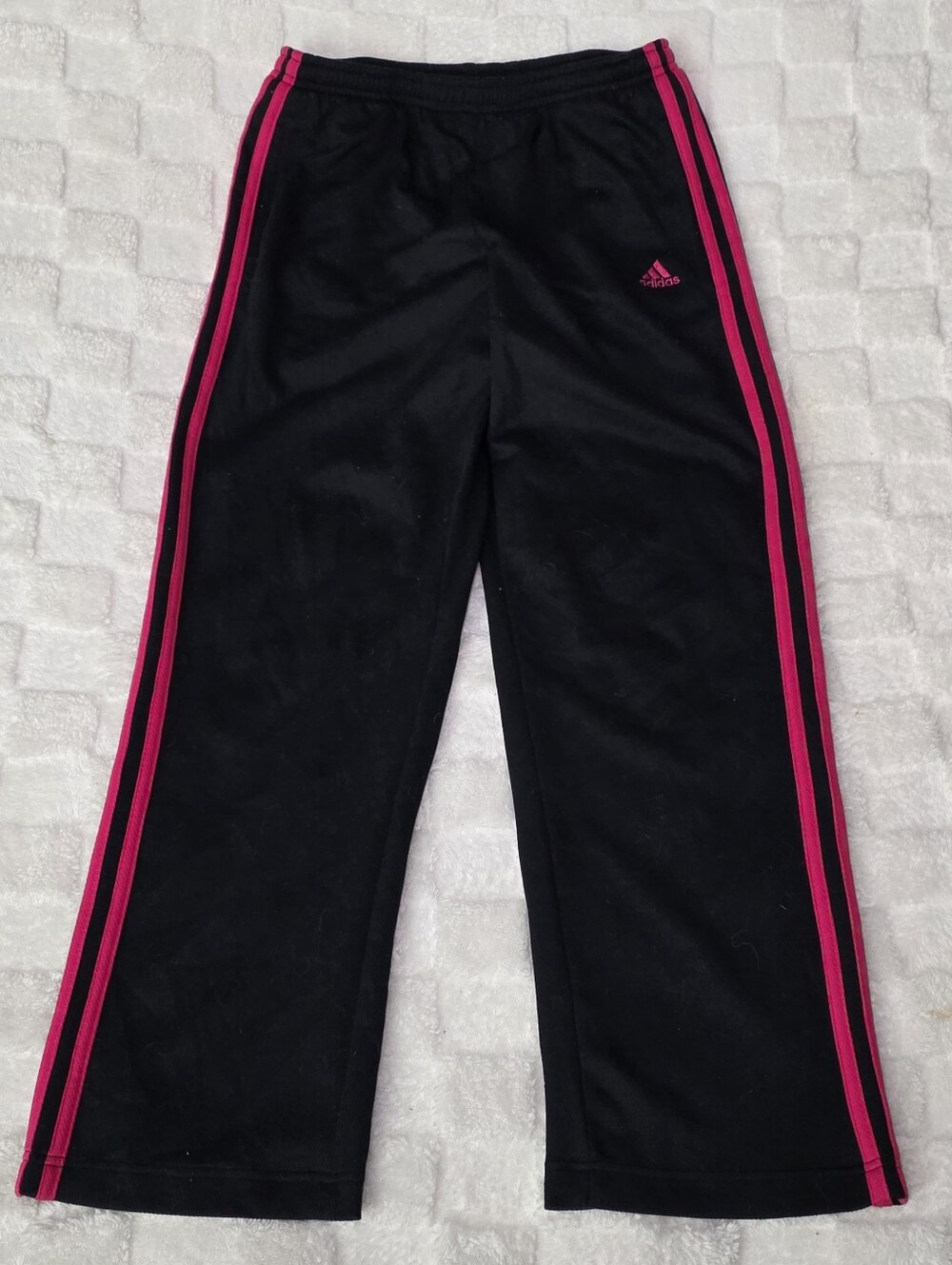 Adidas Vintage (2003) Track Pants Black + Hot Pink Embroidered Logo Size Small